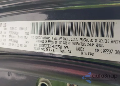 2015 Ram 1500 Express from USA, damaged, VIN 1C6RR7KT7FS513778